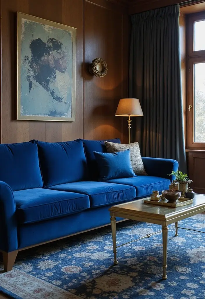 25 Royal Blue and Gold Living Room Ideas That Feel Elegant and Regal - 13. Layered Textures
