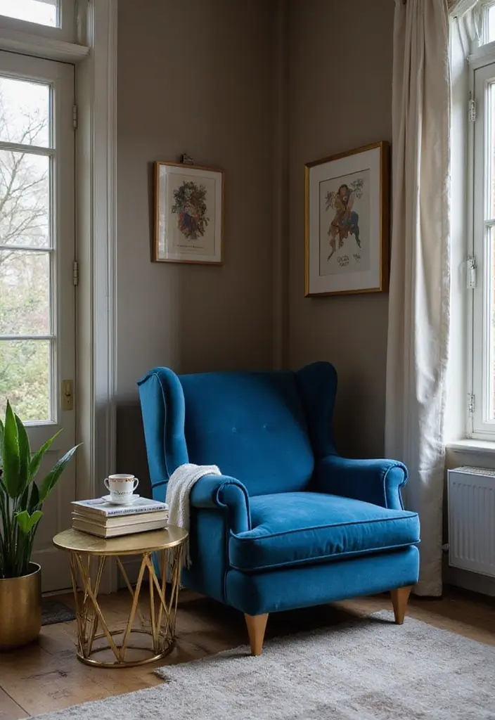 25 Royal Blue and Gold Living Room Ideas That Feel Elegant and Regal - 16. Cozy Nooks