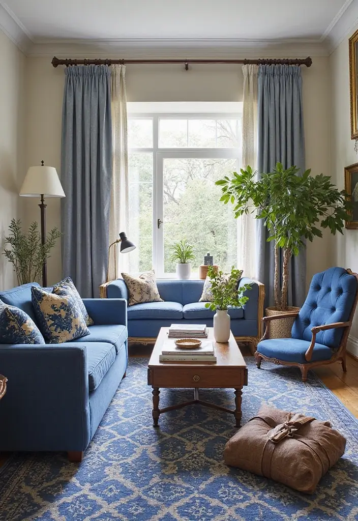 25 Royal Blue and Gold Living Room Ideas That Feel Elegant and Regal - 23. Seasonal Decor Swaps