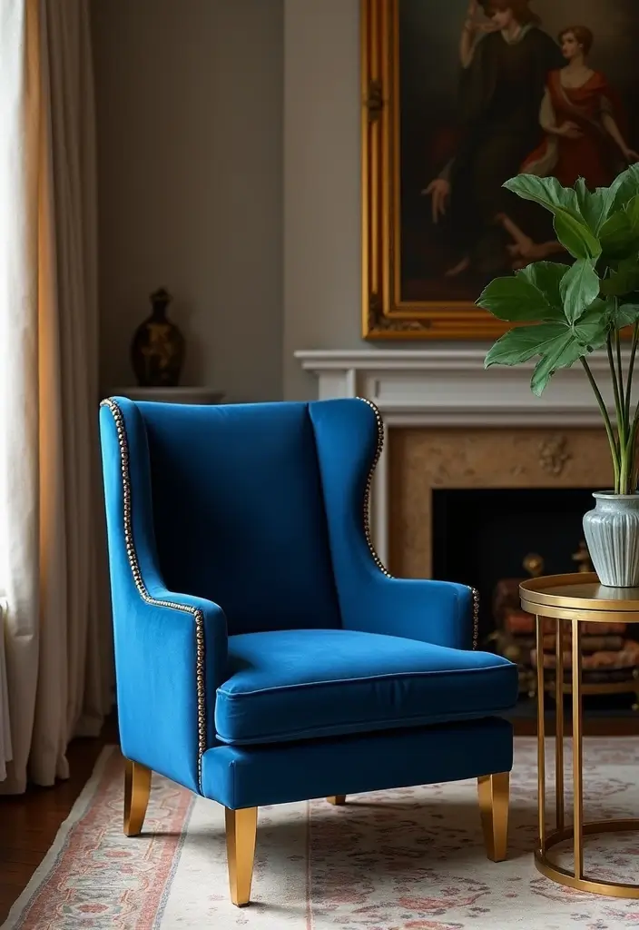 25 Royal Blue and Gold Living Room Ideas That Feel Elegant and Regal - 6. Glamorous Accent Chairs