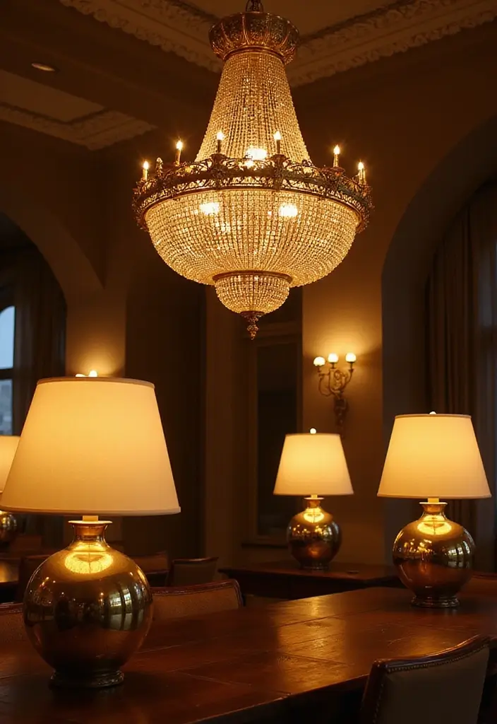 25 Royal Blue and Gold Living Room Ideas That Feel Elegant and Regal - 7. Statement Lighting