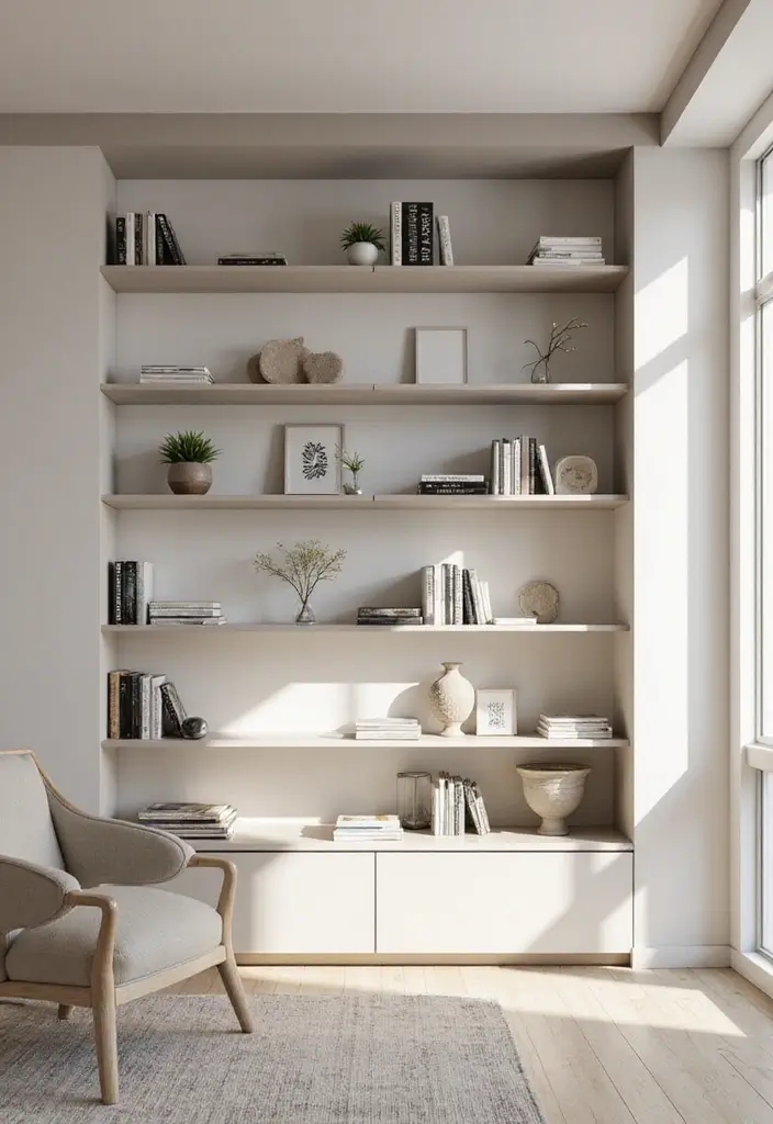 27 Bookcase Ideas Living Room That Feel Stylish and Functional - 11. Minimalist Bookcases with Clean Lines