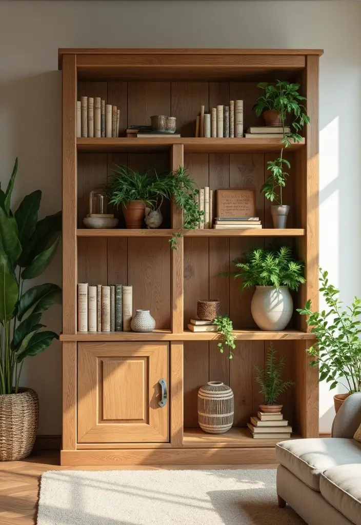 27 Bookcase Ideas Living Room That Feel Stylish and Functional - 17. Nature-Inspired Bookcases