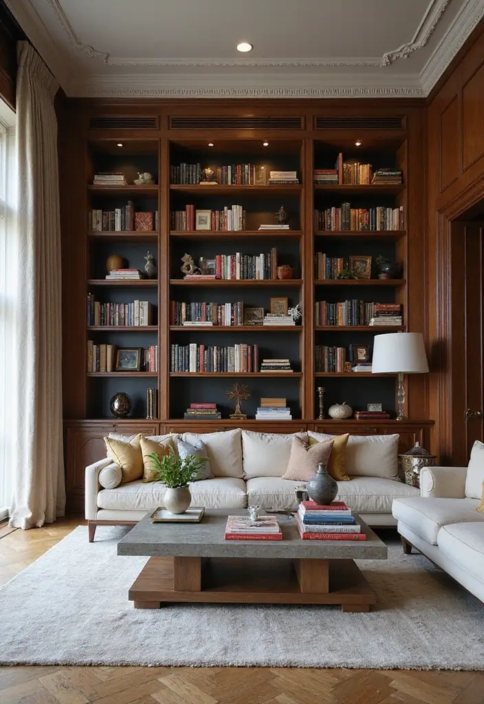27 Bookcase Ideas Living Room That Feel Stylish and Functional - 22. Oversized Bookcases as Focal Points