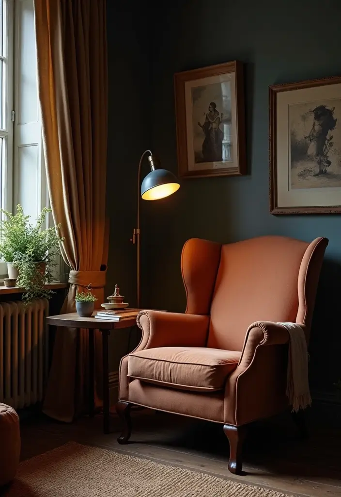 27 Dark Rustic Living Room Ideas That Feel Cozy and Rich - 22. Create a Cozy Reading Corner