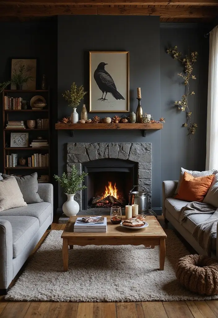 27 Dark Rustic Living Room Ideas That Feel Cozy and Rich - 26. Seasonal Decor Changes