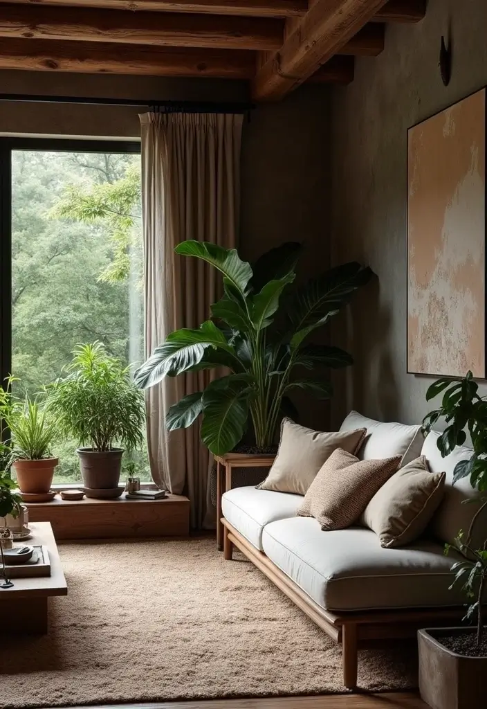 27 Dark Rustic Living Room Ideas That Feel Cozy and Rich - 8. Natural Elements