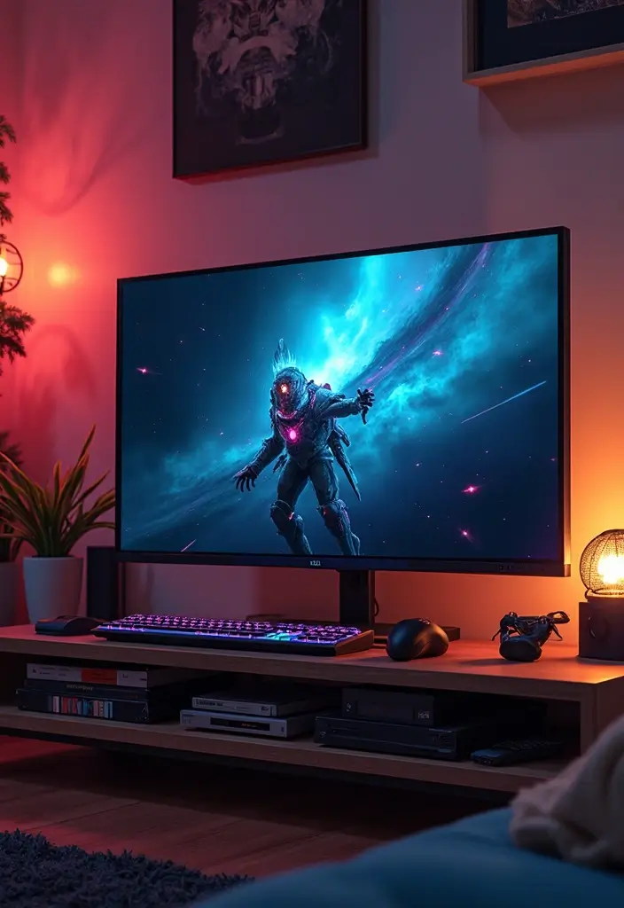 27 Gaming Living Room Ideas That Feel Fun and Functional - 15. Gaming-themed Accessories