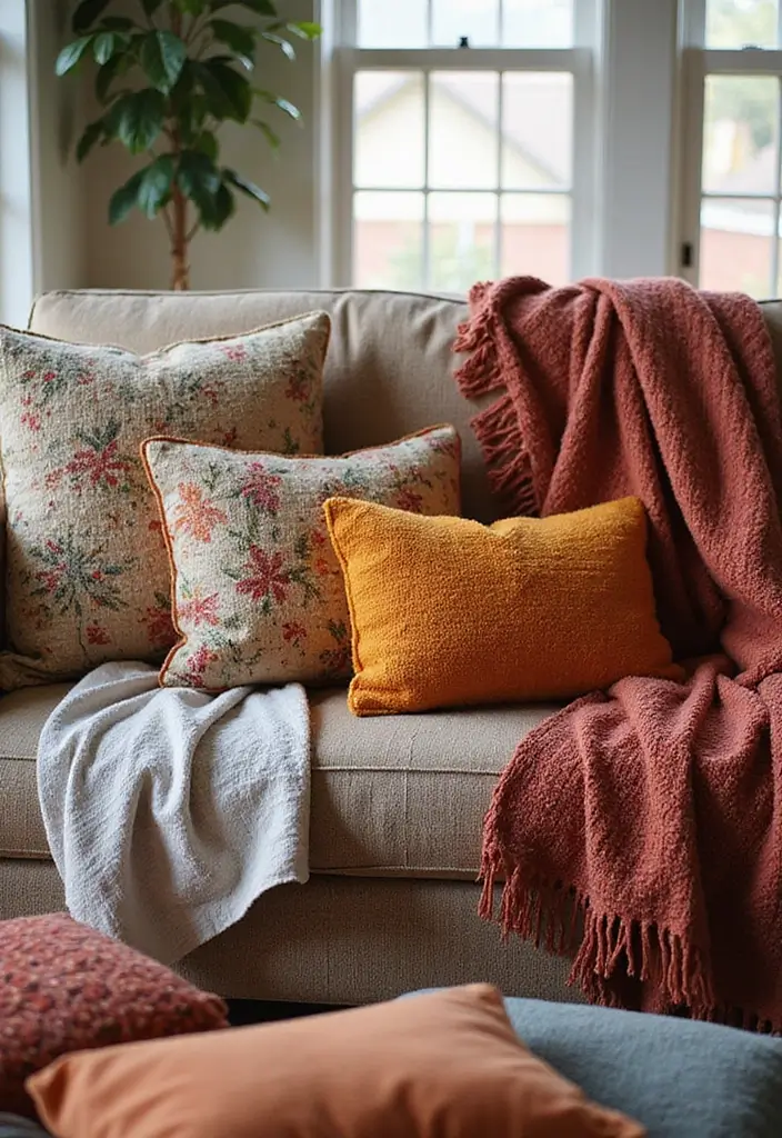 27 Gaming Living Room Ideas That Feel Fun and Functional - 21. Cozy Blanket and Throw Pillows