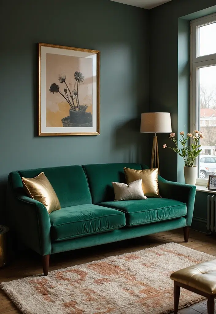 27 Glam Living Room Ideas That Feel Luxurious and Chic - 1. Velvet Upholstery for a Touch of Opulence