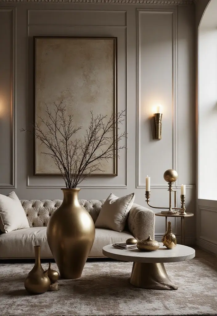 27 Glam Living Room Ideas That Feel Luxurious and Chic - 10. Glam Accents and Accessories