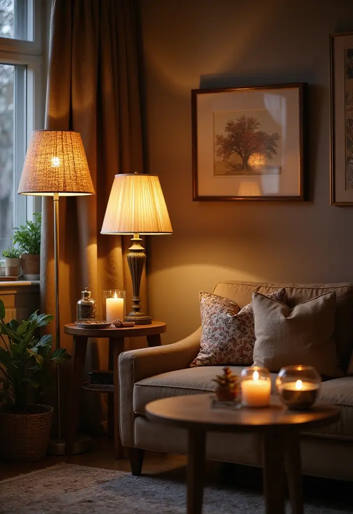 27 Glam Living Room Ideas That Feel Luxurious and Chic - 13. Layered Lighting Design