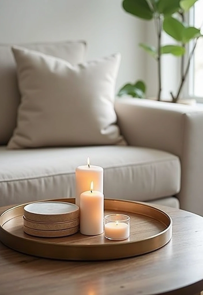 27 Glam Living Room Ideas That Feel Luxurious and Chic - 17. Decorative Trays for Organization