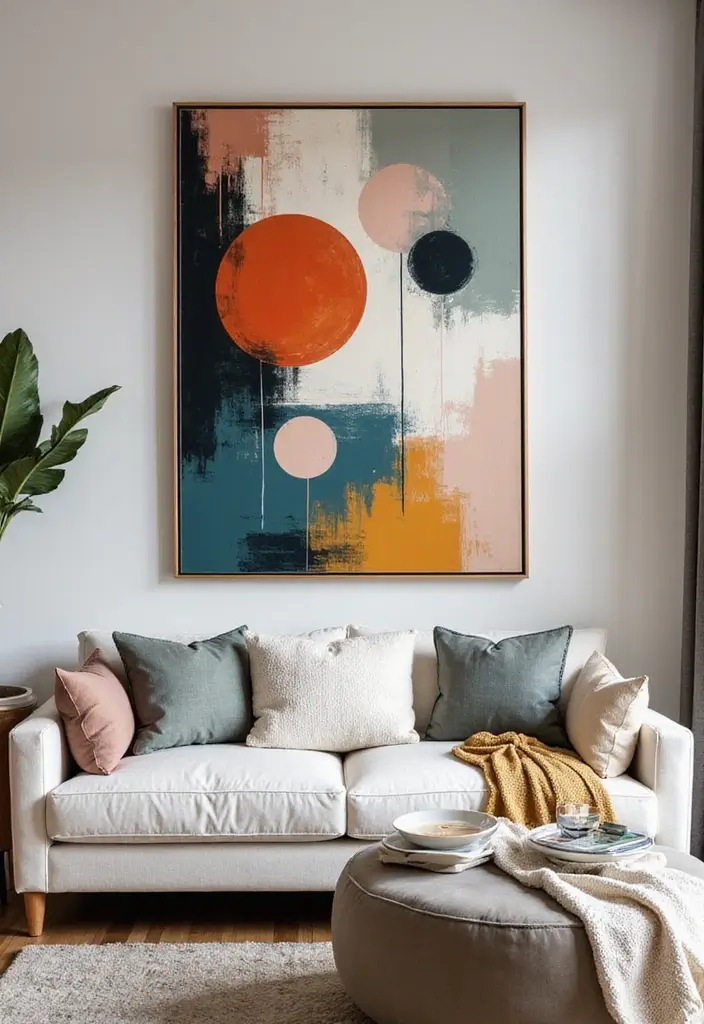 27 Glam Living Room Ideas That Feel Luxurious and Chic - 19. Use of Bold Artwork