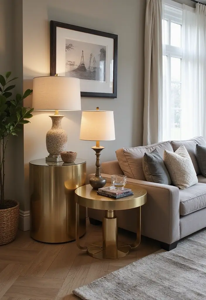 27 Glam Living Room Ideas That Feel Luxurious and Chic - 20. Elegant Side Tables
