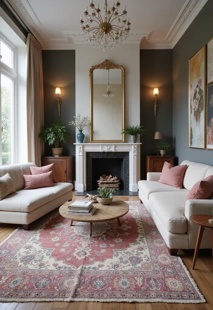 27 Glam Living Room Ideas That Feel Luxurious and Chic - 26. Statement Rugs