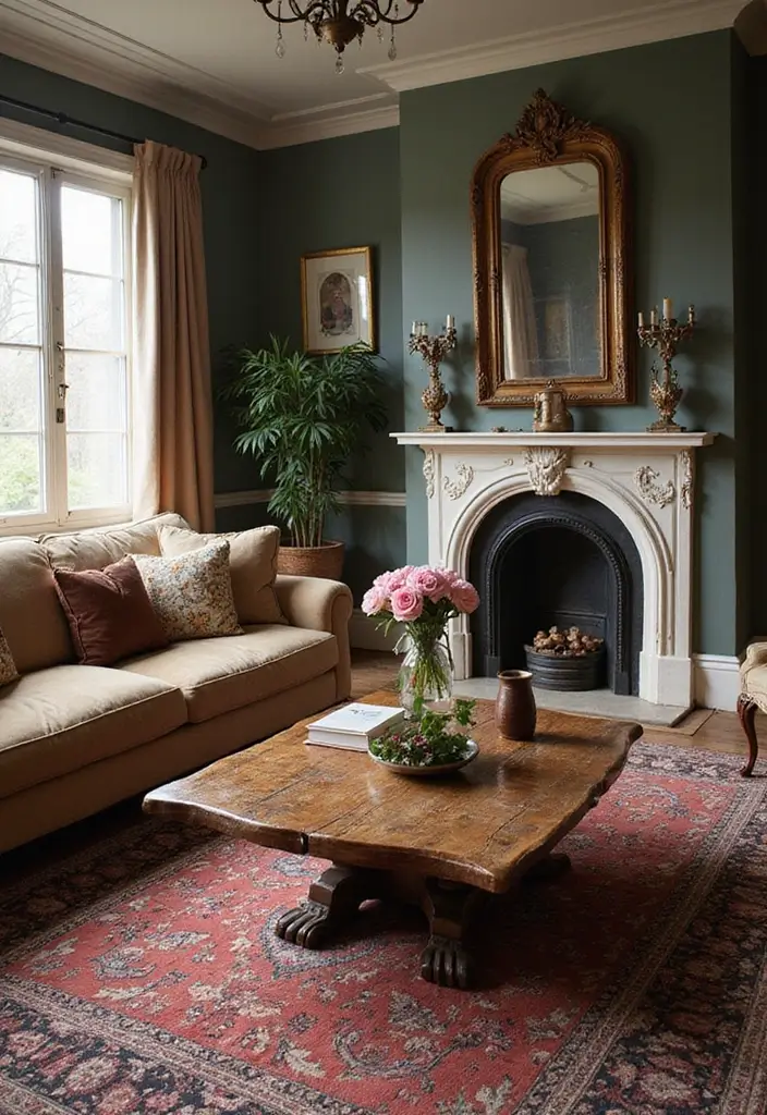 27 Glam Living Room Ideas That Feel Luxurious and Chic - 27. Blend Old and New