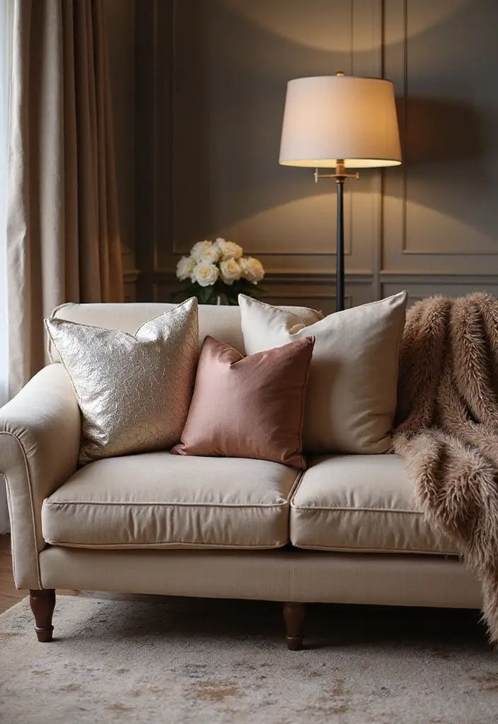 27 Glam Living Room Ideas That Feel Luxurious and Chic - 4. Luxe Textiles for Comfort and Style