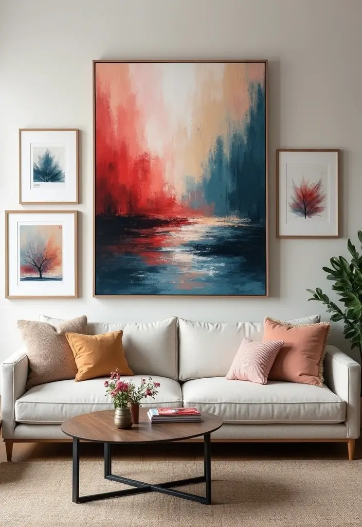 27 Glam Living Room Ideas That Feel Luxurious and Chic - 5. Statement Artwork