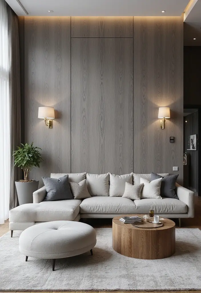27 Grey Wood Living Room Ideas That Add Texture and Warmth - 1. Grey Wood Accent Wall
