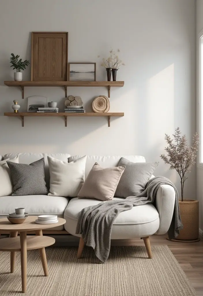 27 Grey Wood Living Room Ideas That Add Texture and Warmth - 11. Grey Wood Decor Accents