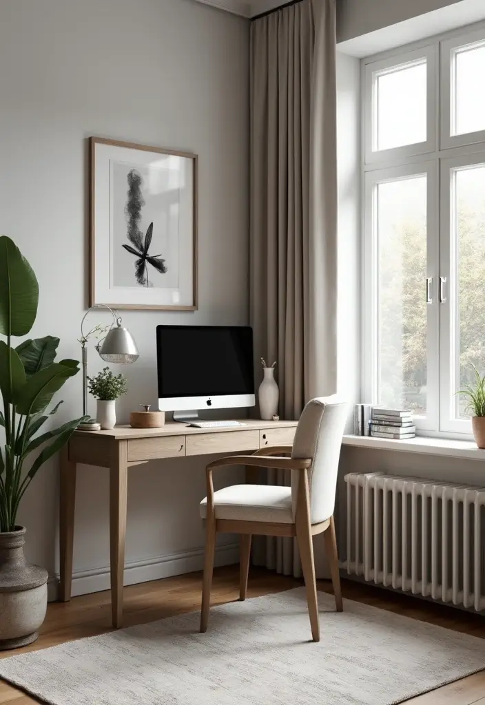 27 Grey Wood Living Room Ideas That Add Texture and Warmth - 23. Grey Wood Home Office Corner