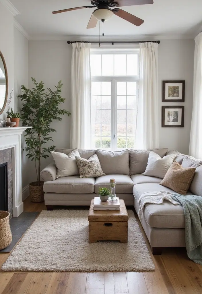 27 Grey Wood Living Room Ideas That Add Texture and Warmth - 27. Seasonal Grey Wood Decor