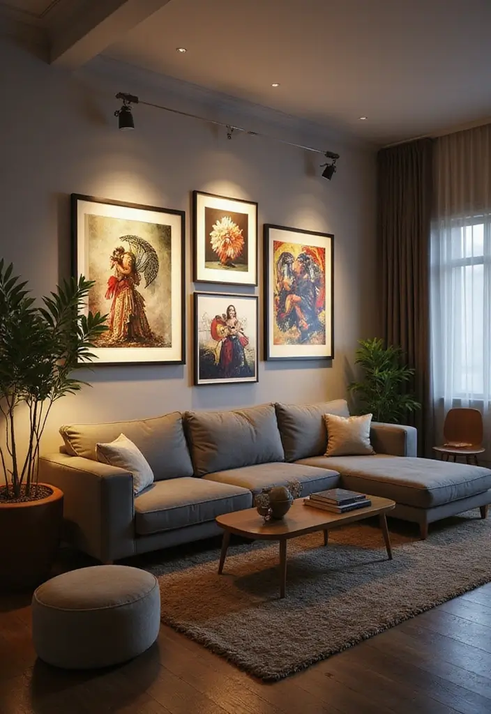 27 LED Lights Living Room Aesthetic Ideas That Add Ambiance and Style - 11. LED Picture Frames