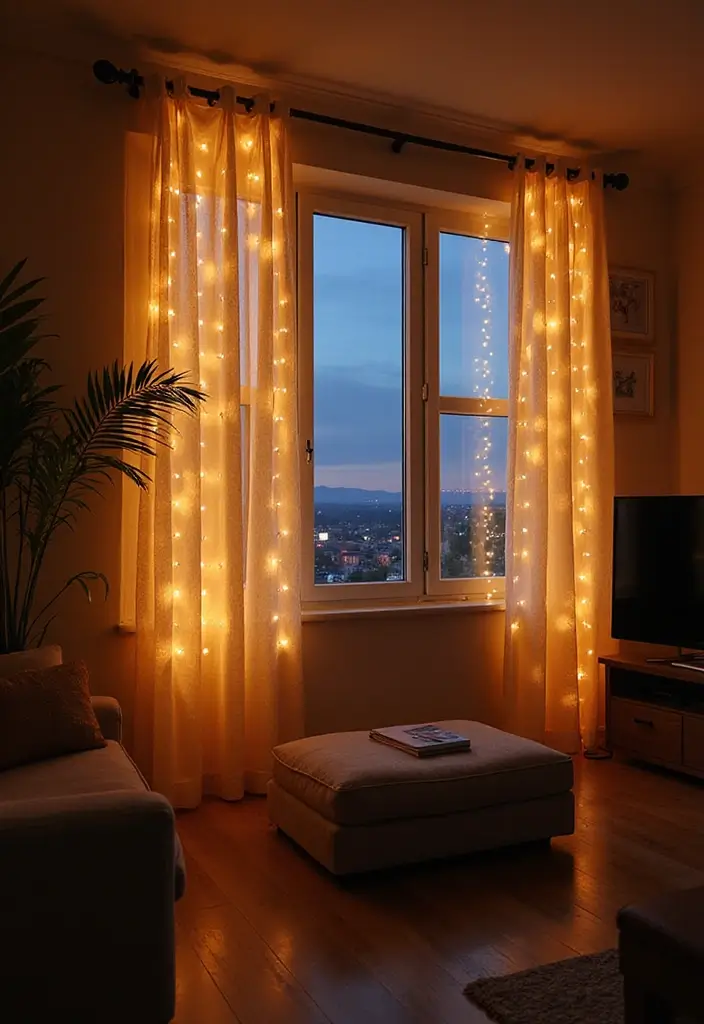 27 LED Lights Living Room Aesthetic Ideas That Add Ambiance and Style - 12. LED Curtains