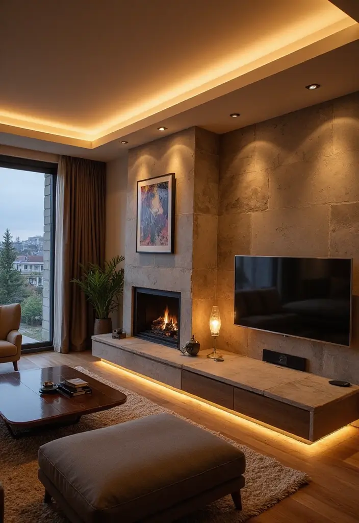 27 LED Lights Living Room Aesthetic Ideas That Add Ambiance and Style - 14. LED Lighting Strips in Architectural Features