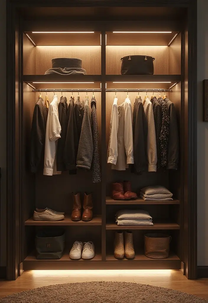 27 LED Lights Living Room Aesthetic Ideas That Add Ambiance and Style - 22. LED Lighting in Closets