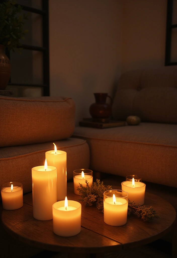 27 LED Lights Living Room Aesthetic Ideas That Add Ambiance and Style - 7. LED Candle Alternatives