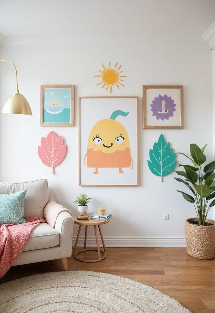 27 Living Room Art Ideas That Add Color and Personality - 14. Wall Decals for a Fun Touch