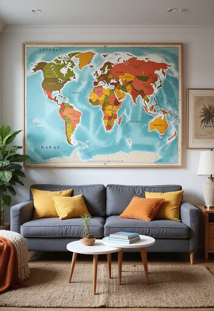 27 Living Room Art Ideas That Add Color and Personality - 24. Art Inspired by Travel