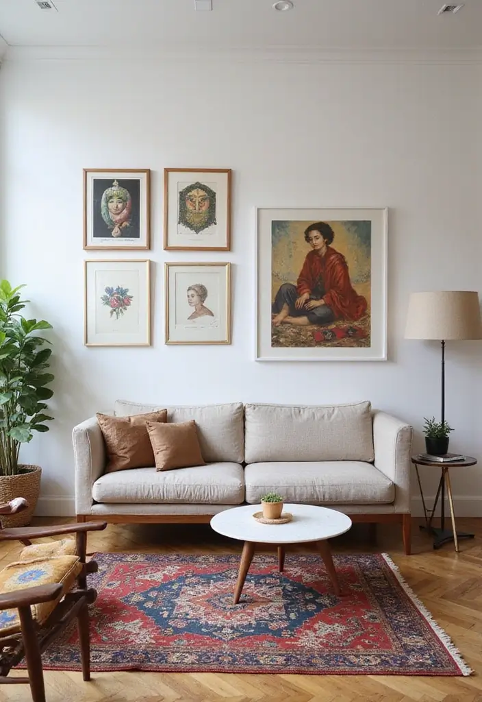 27 Living Room Art Ideas That Add Color and Personality - 26. Using Art to Define Areas
