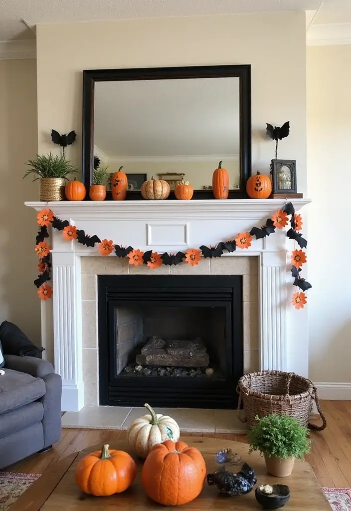 27 Living Room Halloween Decor Ideas That Feel Fun and Spooky - 10. DIY Halloween Garland