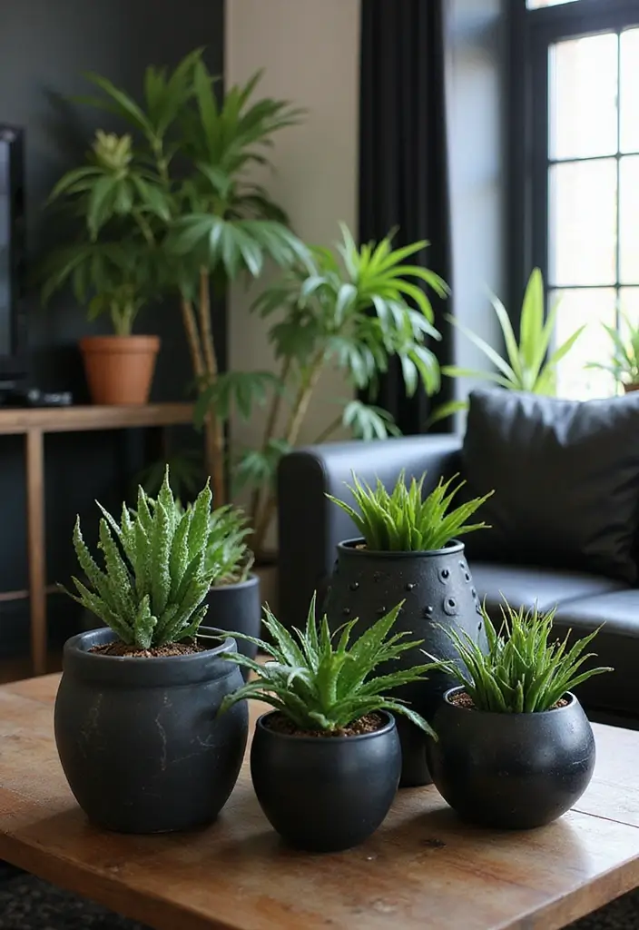 27 Living Room Halloween Decor Ideas That Feel Fun and Spooky - 12. Spooky Plant Displays