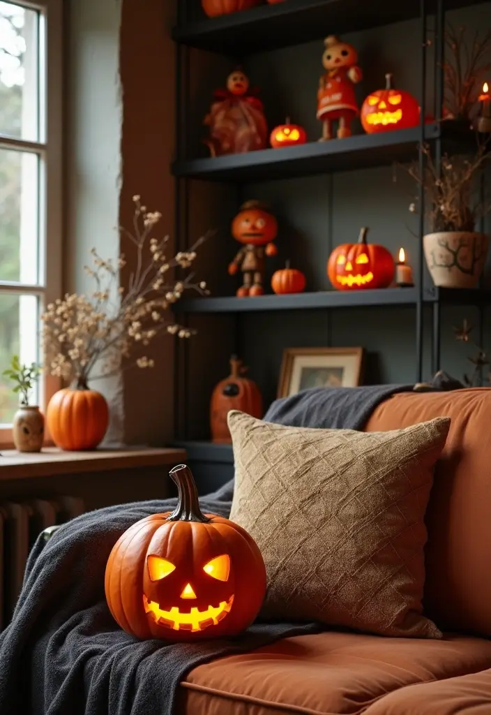 27 Living Room Halloween Decor Ideas That Feel Fun and Spooky - 15. Vintage Halloween Decor