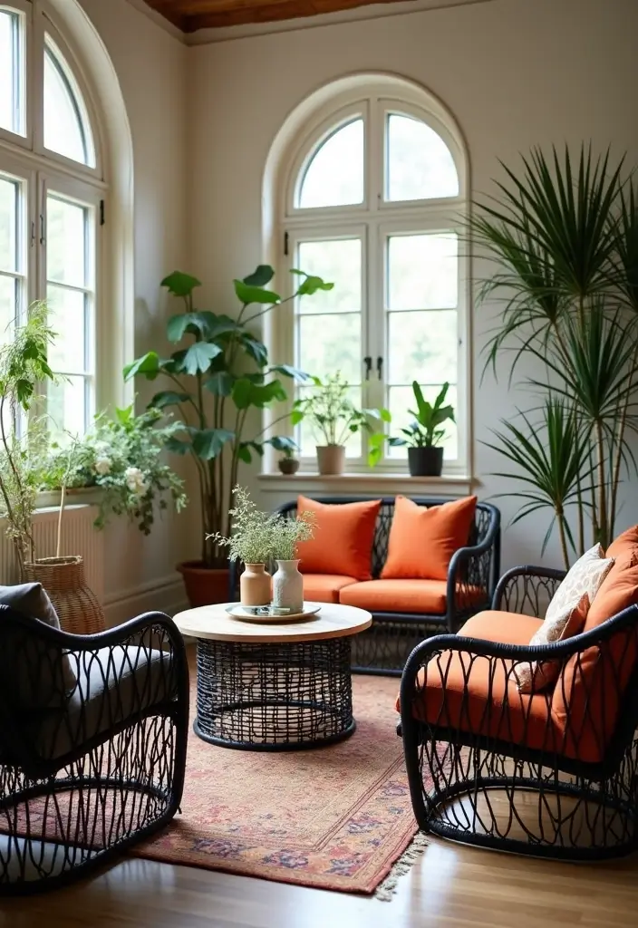 27 Living Room Ideas Black Accents That Look Chic and Modern - 15. Black Rattan for Organic Texture