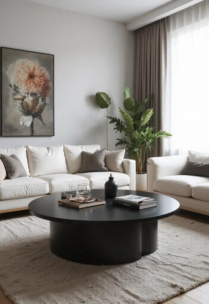 27 Living Room Ideas Black Accents That Look Chic and Modern - 3. Chic Black Coffee Table