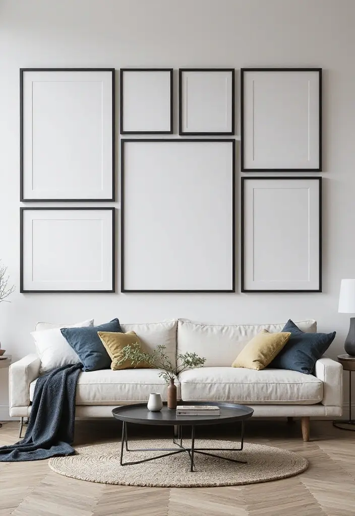 27 Living Room Ideas Black Accents That Look Chic and Modern - 4. Black Framed Artwork for Visual Interest