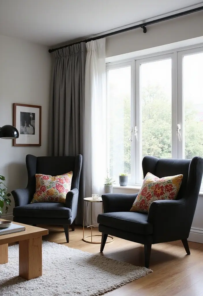 27 Living Room Ideas Black Accents That Look Chic and Modern - 6. Black Accent Chairs for Comfort and Style