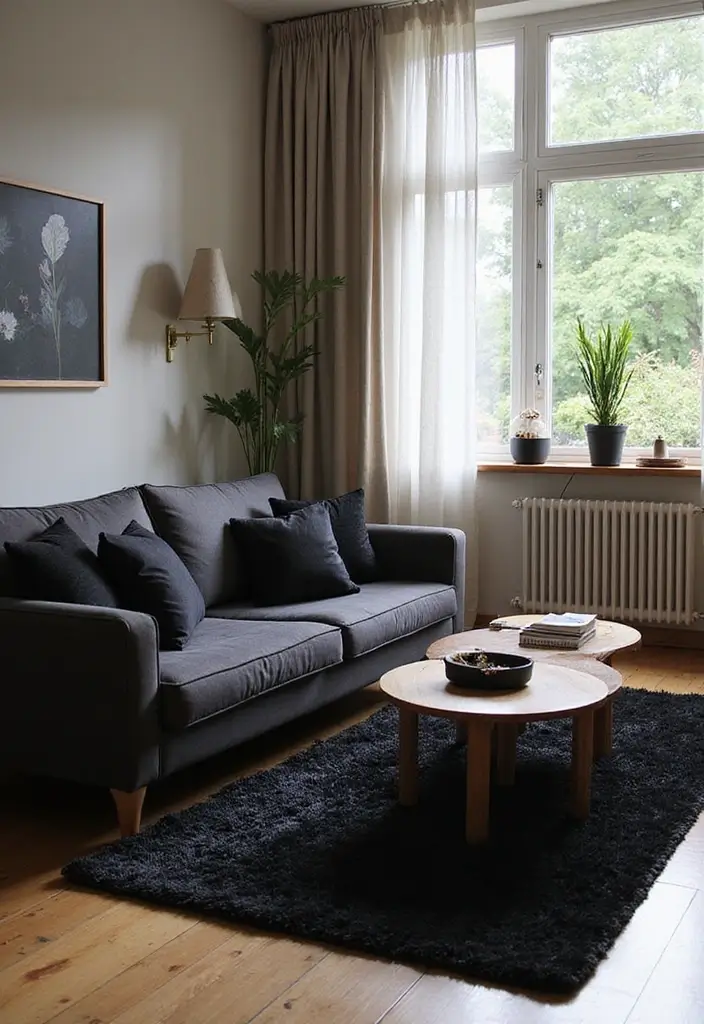 27 Living Room Ideas Black Accents That Look Chic and Modern - 8. Black Textiles for Added Warmth
