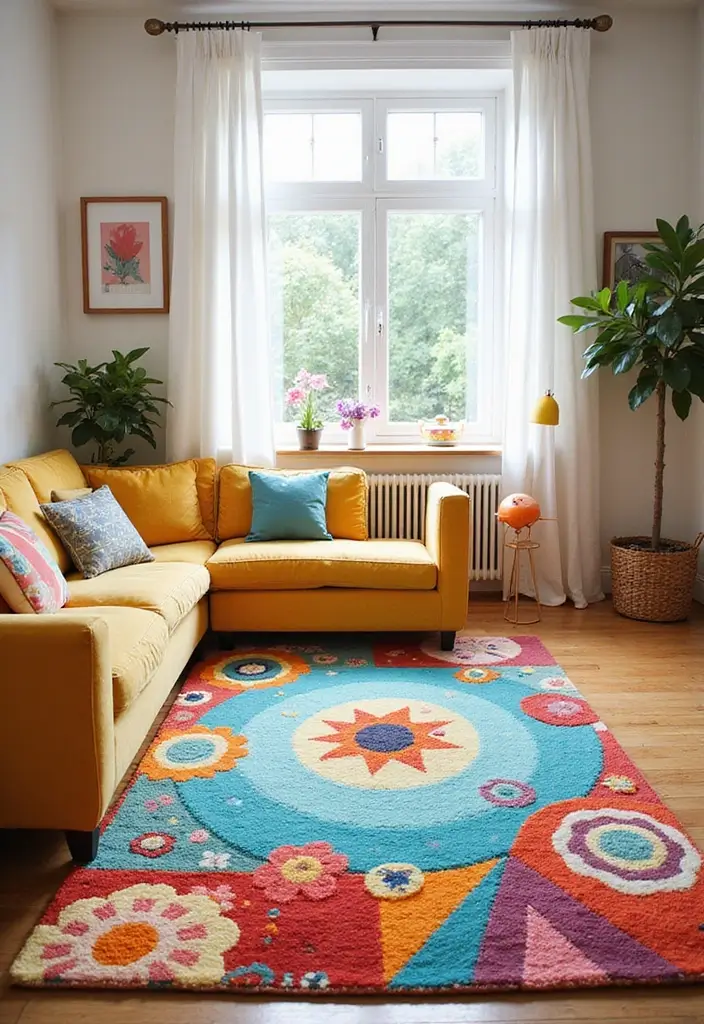 27 Living Room Rug Inspiration Ideas That Complete the Look - 20. Playful Kids’ Rugs