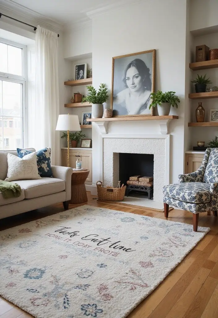27 Living Room Rug Inspiration Ideas That Complete the Look - 22. Personalized Custom Rugs