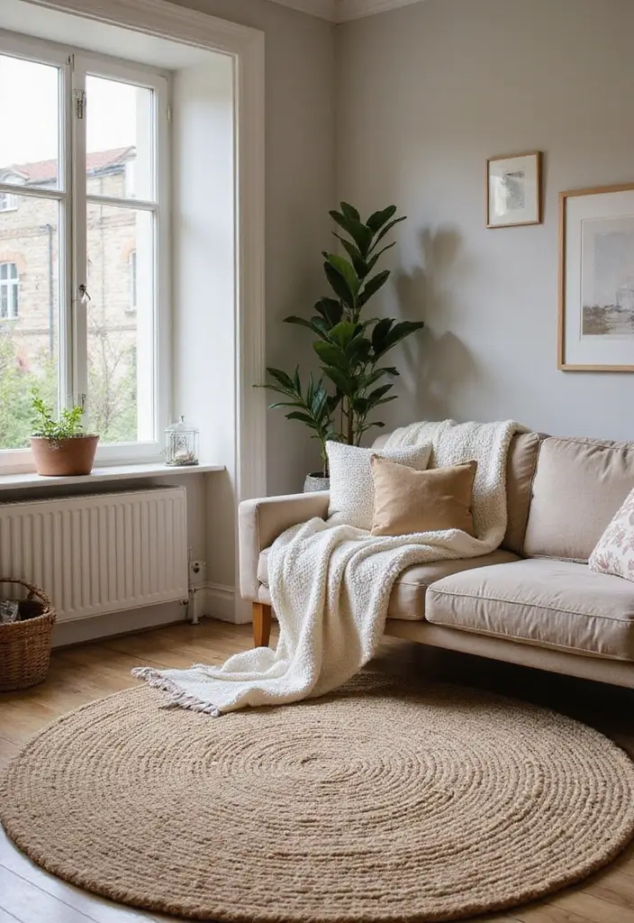 27 Living Room Rug Inspiration Ideas That Complete the Look - 24. Texture Play with Fiber Rugs