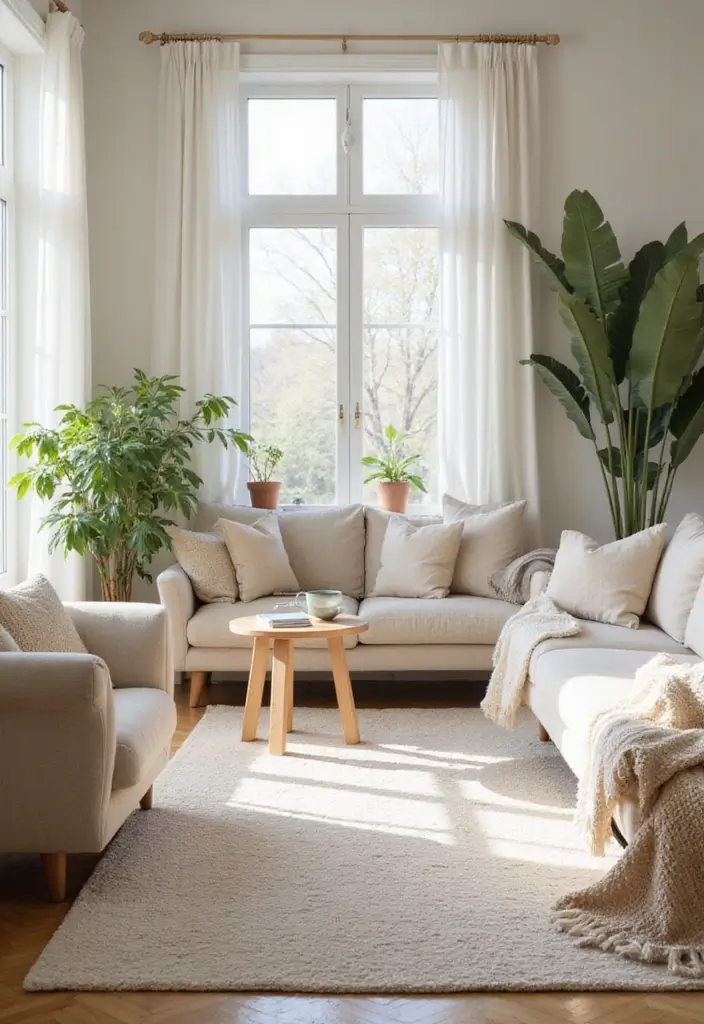 27 Living Room Rug Inspiration Ideas That Complete the Look - 9. Neutral Tones for Calming Effects