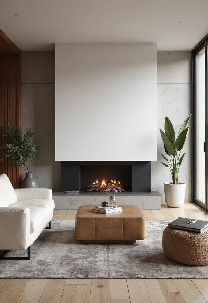 27 Modern Living Room Ideas That Are Sleek and Timeless - 13. Focus on the Fireplace