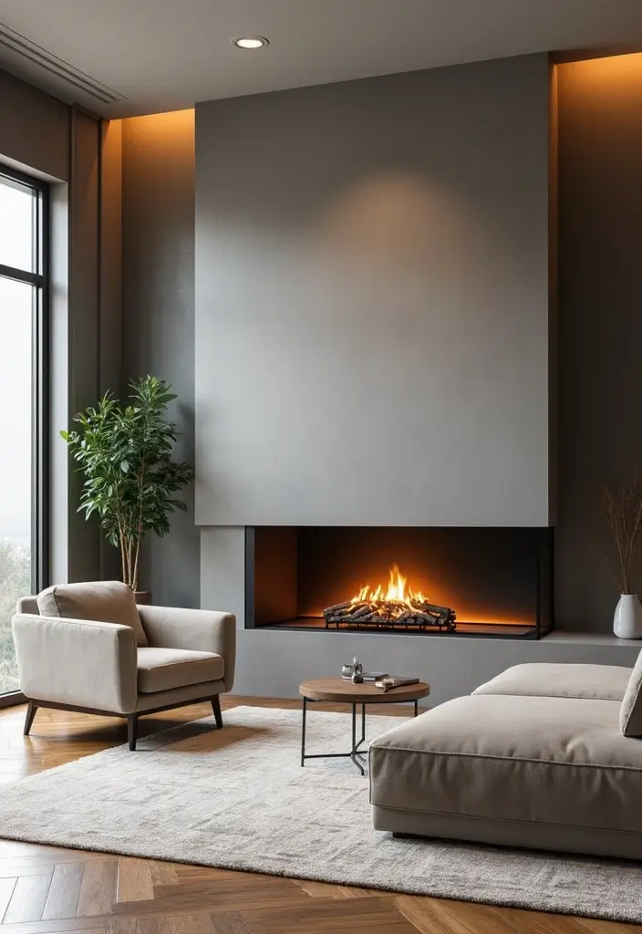 27 Modern Living Room Ideas That Are Sleek and Timeless - 20. Modern Fireplaces