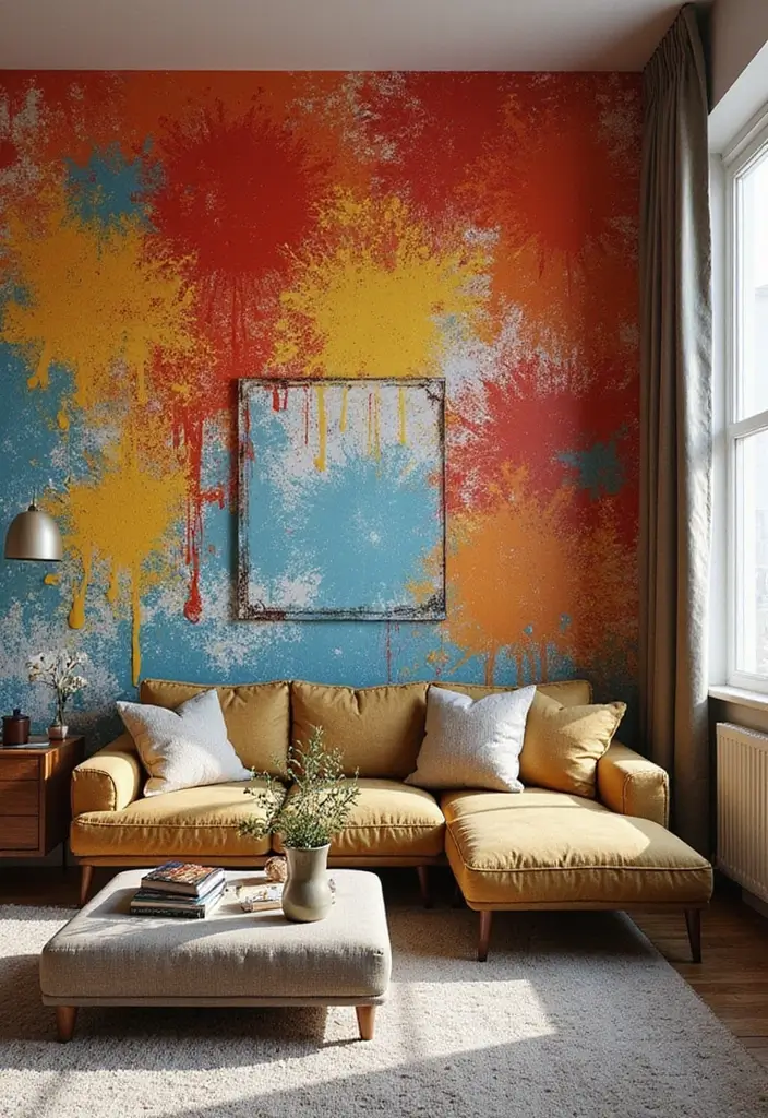 27 Modern Pop Art Living Room Ideas That Feel Bold and Expressive - 24. Colorful Accent Walls